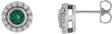 Platinum Round Lab-Grown Emerald & Natural Diamond Bezel-Set Halo-Style Stud Earrings