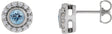 Platinum Round Lab-Grown Aqua Sapphire & Natural Diamond Bezel-Set Halo-Style Stud Earrings