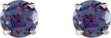 14K Gold Lab-Grown Alexandrite Round 4-Prong Lightweight Stud Earrings - White Gold - view 8
