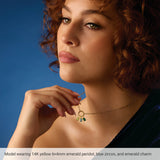 14K Gold Emerald Lab-Grown Purple Sapphire Solitaire Pendant - Rose Gold - view 5