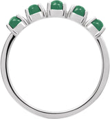 Platinum Natural Emerald Cabochon Stackable Ring - view 6