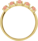 14K Gold Natural Pink Coral Cabochon Stackable Ring - Yellow Gold - view 6