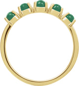 14K Gold Natural Emerald Cabochon Stackable Ring - Yellow Gold - view 6