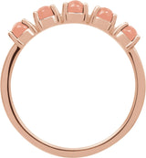 14K Gold Natural Pink Coral Cabochon Stackable Ring - Rose Gold - view 6