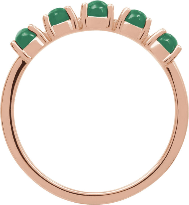 14K Gold Natural Emerald Cabochon Stackable Ring - Rose Gold - view 6