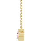 14K Gold Oval Natural Pink Morganite & Natural Diamond Accented Necklace - Yellow Gold - view 3