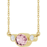 14K Gold Oval Natural Pink Morganite & Natural Diamond Accented Necklace - Yellow Gold - view 2