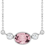 Platinum Oval Natural Pink Morganite & Natural Diamond Accented Necklace