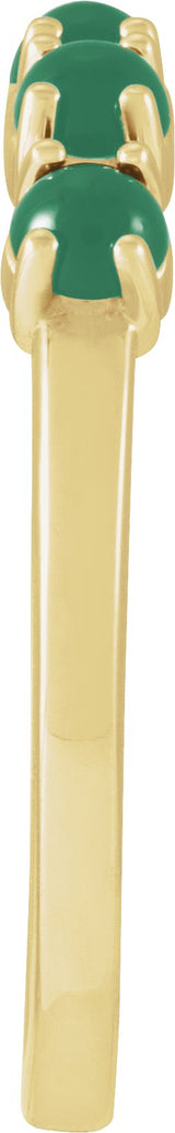 14K Gold Natural Emerald Cabochon Stackable Ring - Yellow Gold - view 7
