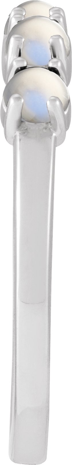 Platinum Natural Rainbow Moonstone Cabochon Stackable Ring - view 7