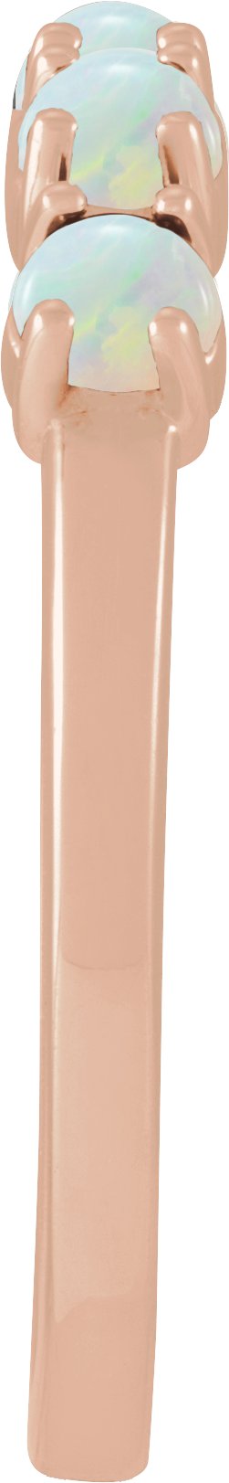 14K Gold Natural White Opal Cabochon Stackable Ring - Rose Gold - view 7
