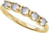 14K Gold Natural Rainbow Moonstone Cabochon Stackable Ring - Yellow Gold - view 8