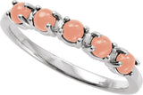 14K Gold Natural Pink Coral Cabochon Stackable Ring - White Gold - view 8
