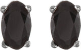 14K Gold Natural Black Onyx Oval 4-Prong Scroll Setting Stud Earrings - White Gold - view 2