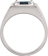 14K Gold Round Natural Blue Sapphire Illusion Ring - White Gold - view 2