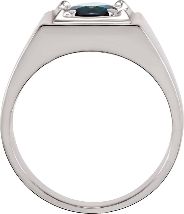 14K Gold Round Natural Blue Sapphire Illusion Ring - White Gold - view 2