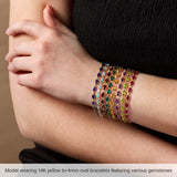 14K Gold Oval Lab-Grown Blue Sapphire Line Bracelet – 6x4mm - view 4