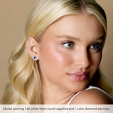Platinum Natural White Sapphire Round 4-Prong Halo-Style Earrings – 3-6mm Stones - view 6
