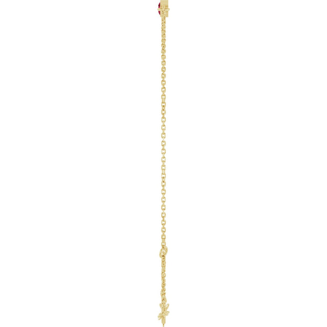 14K Gold Round Natural Ruby Bezel-Set Link Bracelet - Yellow Gold - view 12