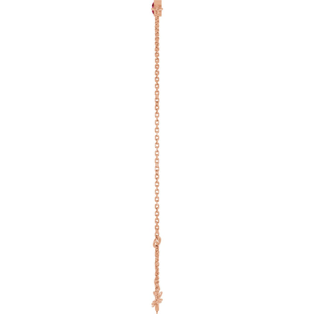 14K Gold Round Natural Ruby Bezel-Set Link Bracelet - Rose Gold - view 18
