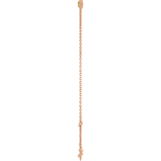 14K Gold Round Natural Peridot Bezel-Set Link Bracelet - Rose Gold - view 18