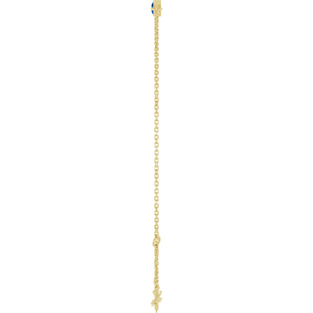 14K Gold Round Lab-Grown Blue Sapphire Bezel-Set Link Bracelet - Yellow Gold - view 18
