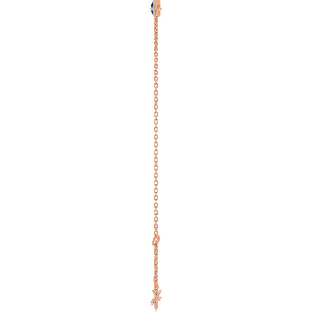 14K Gold Round Lab-Grown Blue Sapphire Bezel-Set Link Bracelet - Rose Gold - view 18