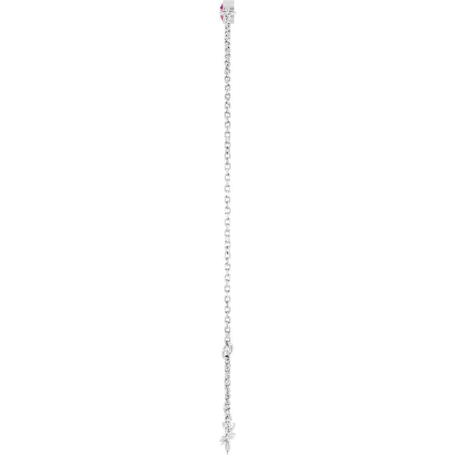 Platinum Round Natural Pink Tourmaline Bezel-Set Link Bracelet - view 18