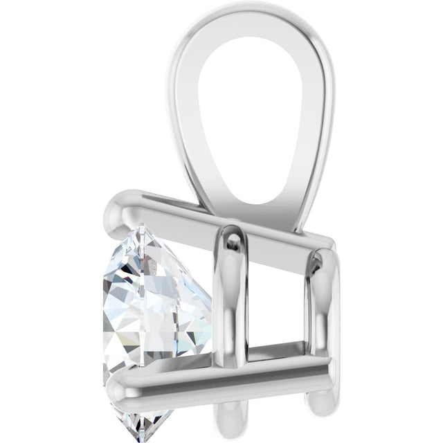 14K Gold Round Natural Diamond Solitaire Necklace or Pendant - White Gold - view 9