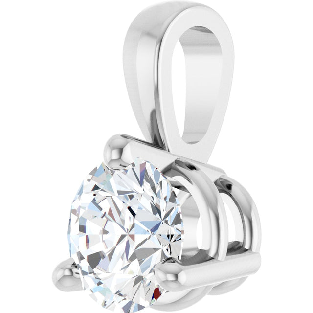 14K Gold Round Lab-Grown Diamond Solitaire Necklace or Pendant - White Gold - view 8