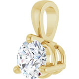 14K Gold Round Natural Diamond Solitaire Necklace or Pendant - Yellow Gold - view 8