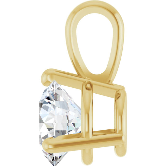 14K Gold Round Natural Diamond Solitaire Necklace or Pendant - Yellow Gold - view 9