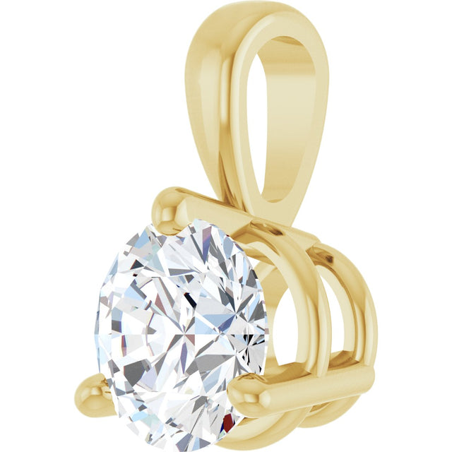 14K Gold Round Natural Diamond Solitaire Necklace or Pendant - Yellow Gold - view 8
