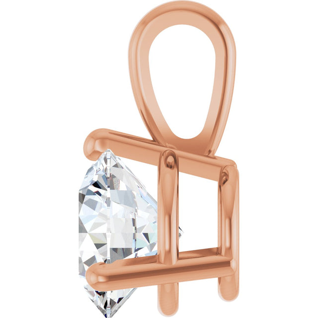 14K Gold Round Natural Diamond Solitaire Necklace or Pendant - Rose Gold - view 9