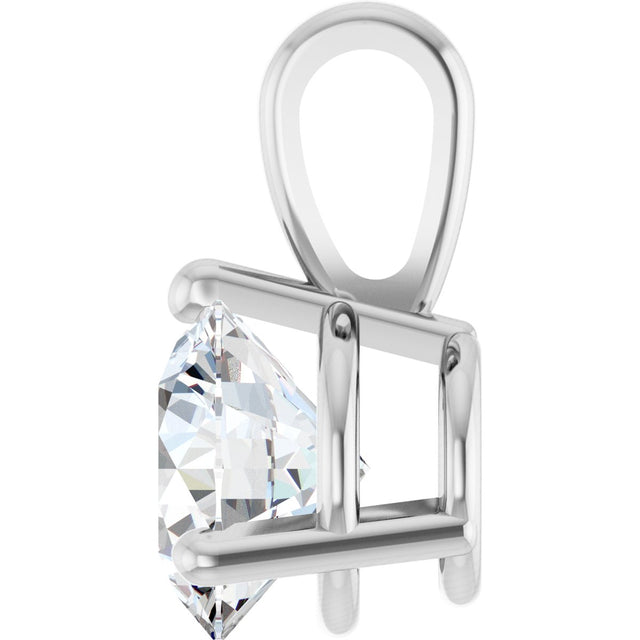 Platinum Round Natural Diamond Solitaire Necklace or Pendant - view 9