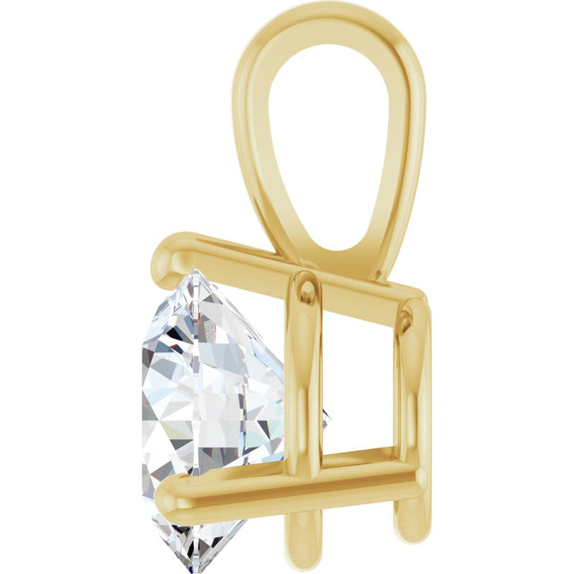 14K Gold Round Lab-Grown Diamond Solitaire Necklace or Pendant - Yellow Gold - view 9