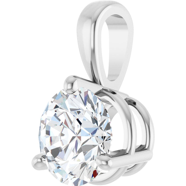 14K Gold Round Lab-Grown Diamond Solitaire Necklace or Pendant - White Gold - view 8