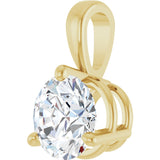 14K Gold Round Lab-Grown Diamond Solitaire Necklace or Pendant - Yellow Gold - view 8