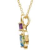 14K Gold Oval Natural Swiss Blue Topaz & Natural Amethyst & Natural Peridot Three-Stone Necklace or Pendant - view 2