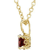 14K Gold Round Natural Mozambique Garnet Scroll Setting Necklace or Pendant - view 2