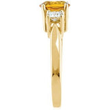 14K Gold Oval Natural Citrine & Natural Diamond Three-Stone Ring - view 4