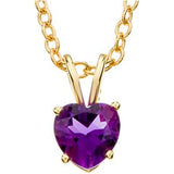 14K Gold Natural Amethyst Heart Necklace or Pendant