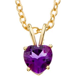 14K Gold Natural Amethyst Heart Necklace or Pendant