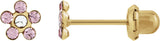 14K Gold Round Alexandrite Floral-Inspired Piercing Piercing Earrings