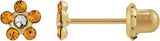 14K Gold Round Citrine Floral-Inspired Piercing Piercing Earrings