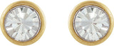 14K Gold Round White Cubic Zirconia Simulated Crystal Piercing Piercing Stud Earrings - view 2