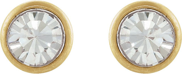 14K Gold Round White Cubic Zirconia Simulated Crystal Piercing Piercing Stud Earrings - view 2