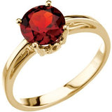 14K Gold Round Natural Mozambique Garnet Solitaire Ring – 7mm Stones