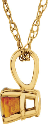 14K Gold Round Citrine Youth Birthstone Necklace or Pendant - Yellow Gold - view 4