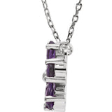 14K Gold Pear Natural Amethyst Flower Necklace - White Gold - view 2